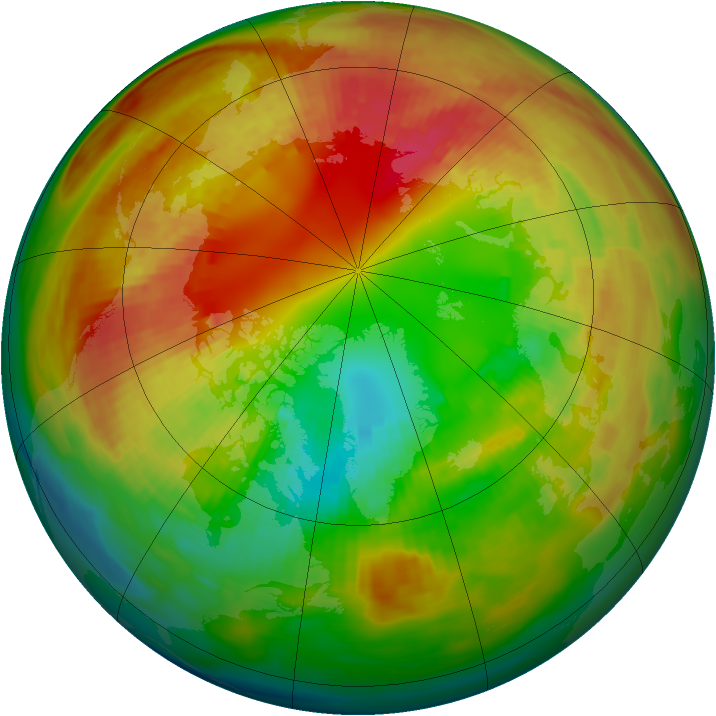 Arctic ozone map for 19 February 1986
